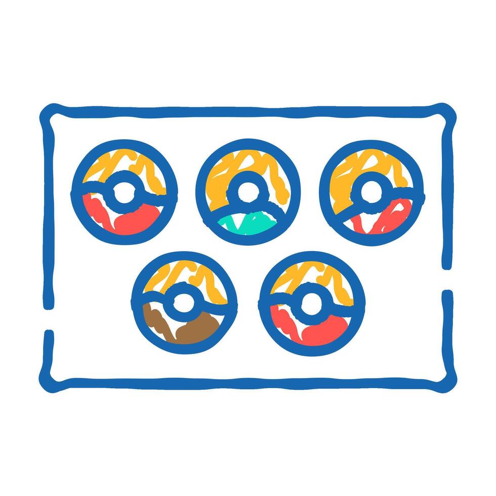 donuts on plate icon doodle illustration vector