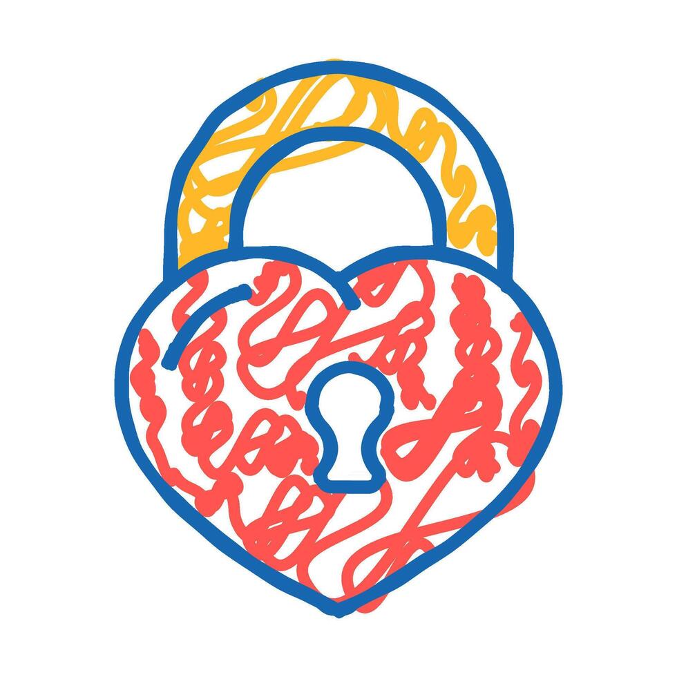 padlock in heart form icon doodle illustration vector