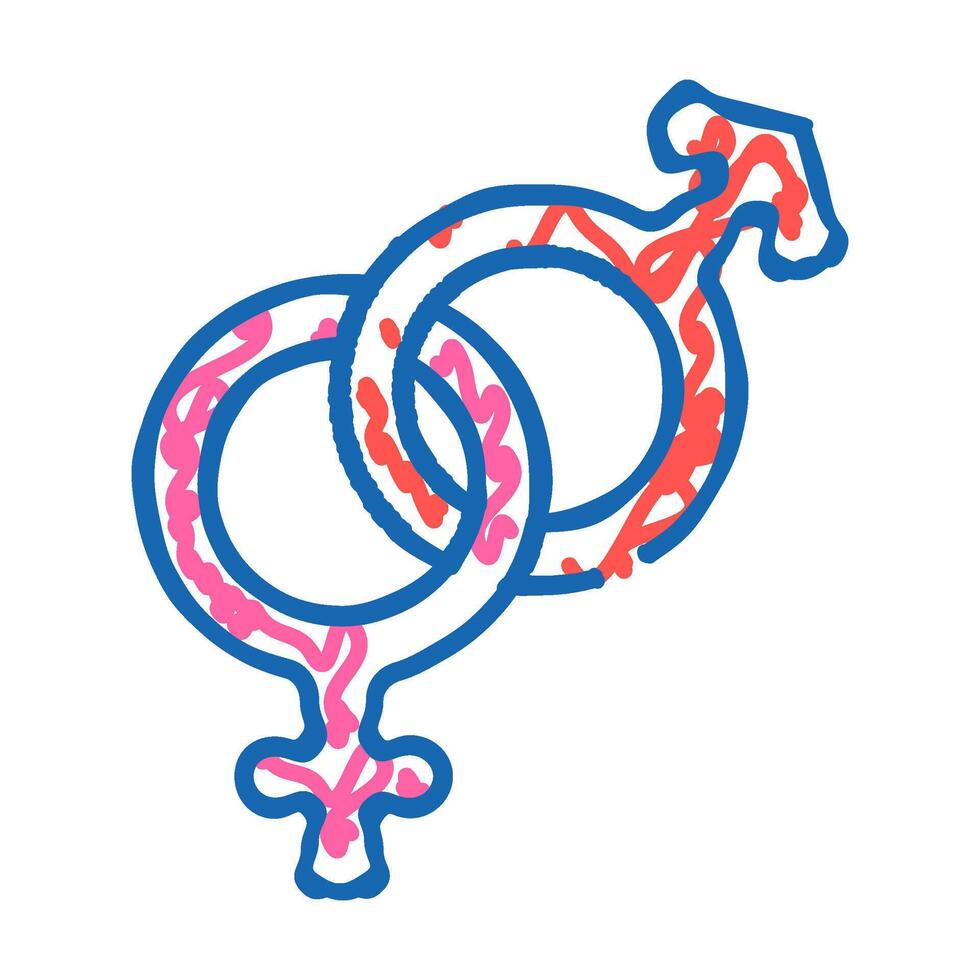 gender signs together icon doodle illustration vector