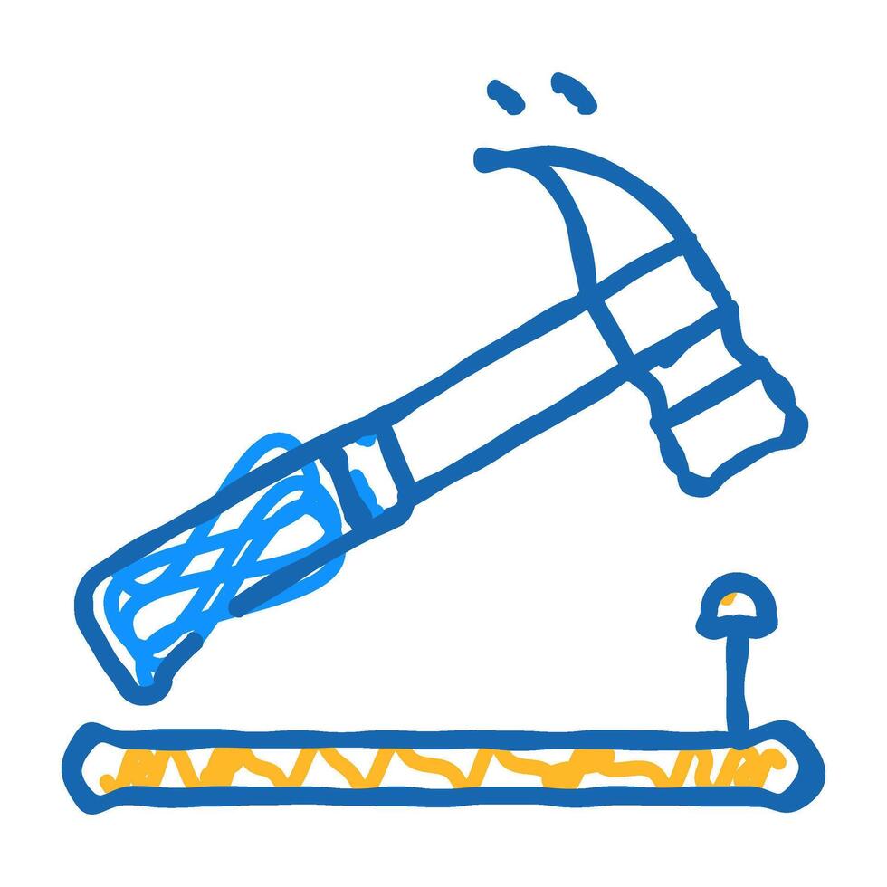 nailing hammer icon doodle illustration vector