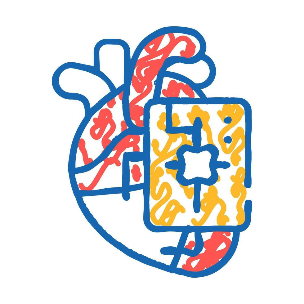 microchip for heart icon doodle illustration vector