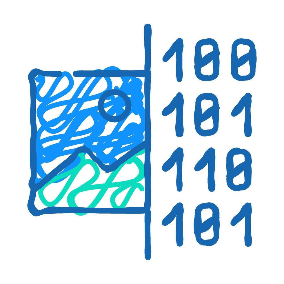 image binary code icon doodle illustration vector