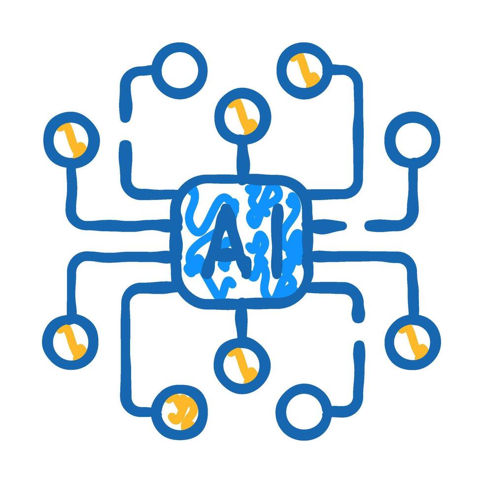 artificial intelligence ai scheme icon doodle illustration vector