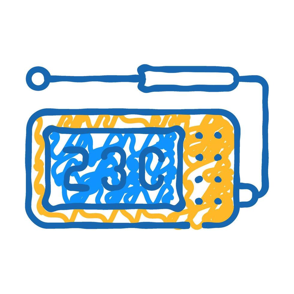 thermometer with probe measuring equipment icon doodle illustration vector