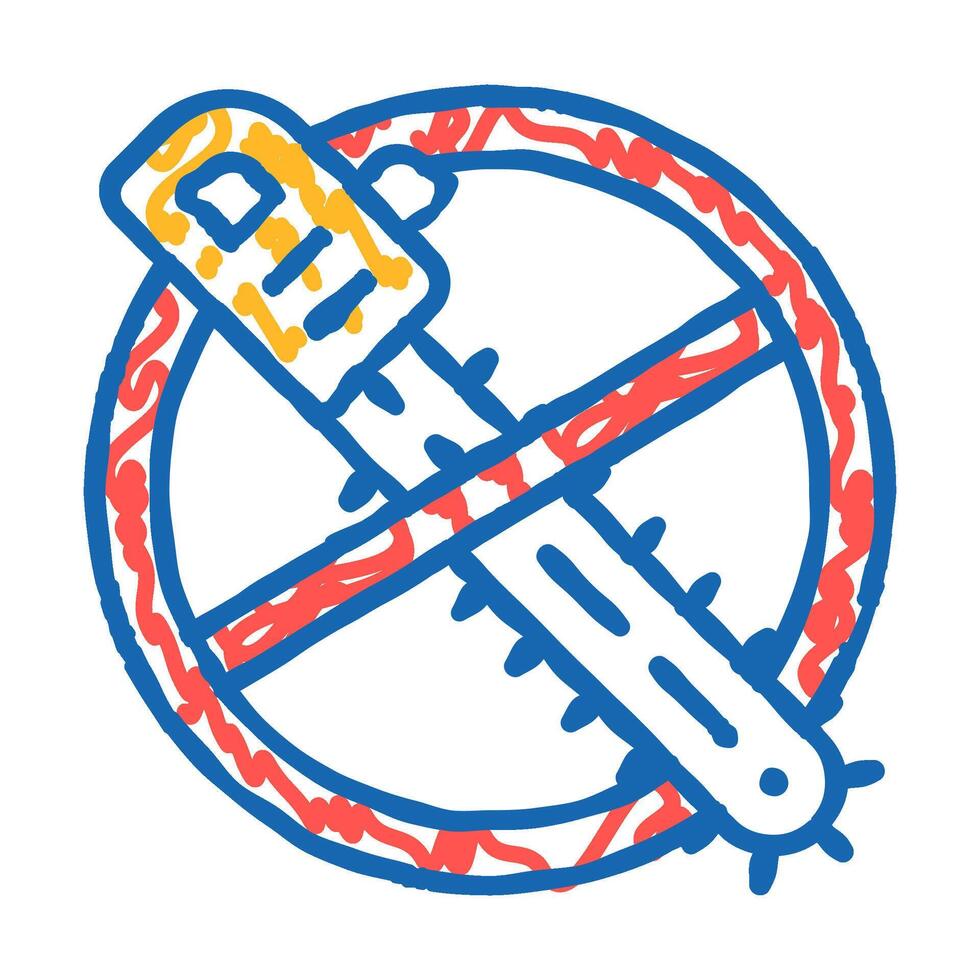 stop deforestation, crossed out chainsaw icon doodle illustration vector