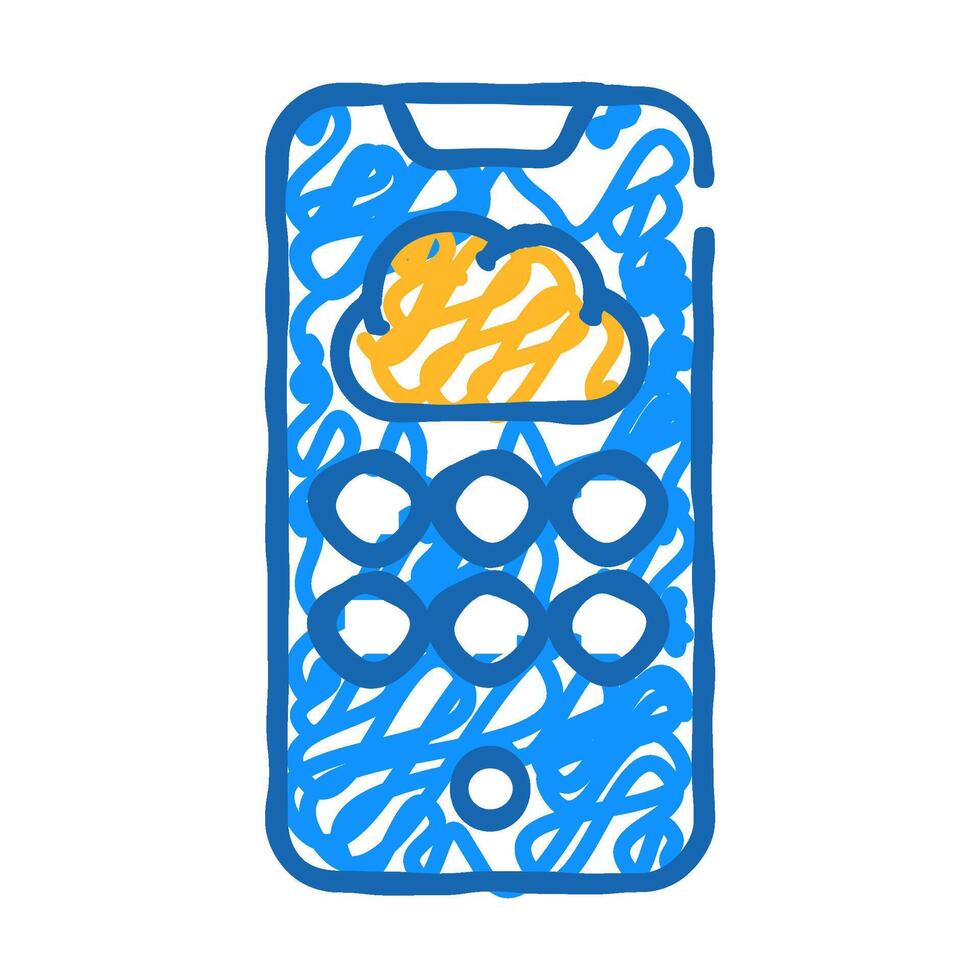 cloud storage phone files icon doodle illustration vector