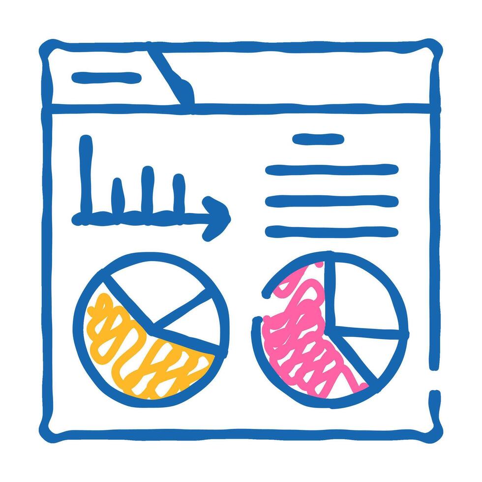 statistical analysis digital report icon doodle illustration vector