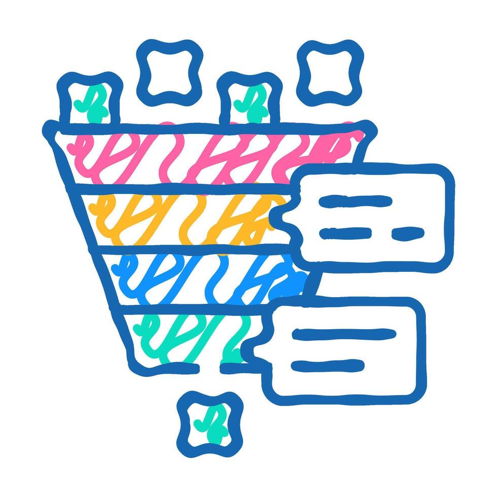 pyramided analysis with comments icon doodle illustration vector