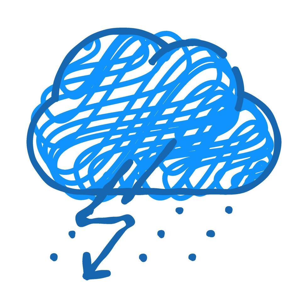rain thunderstorm and lightning icon doodle illustration vector