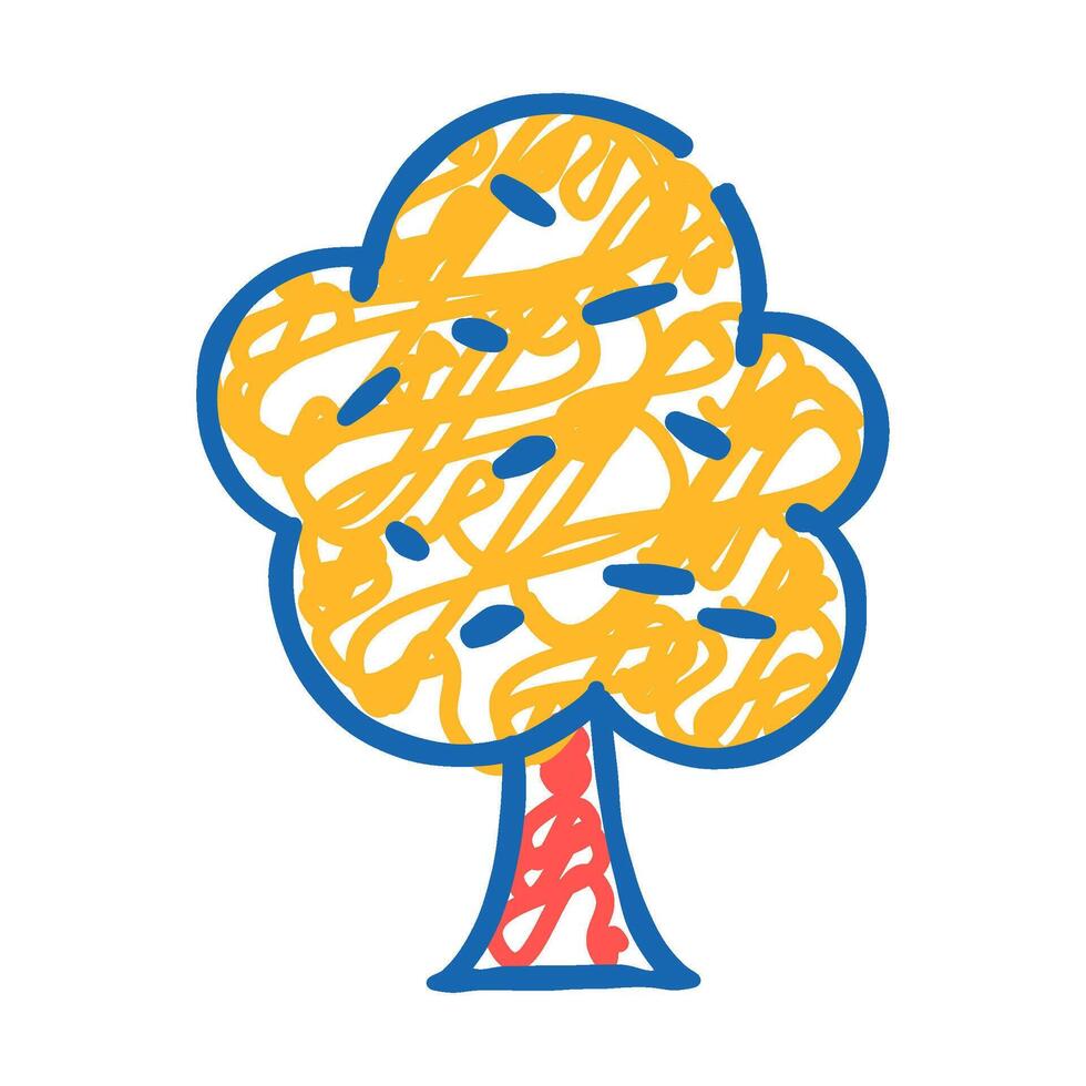 autumn leaves tree icon doodle illustration vector