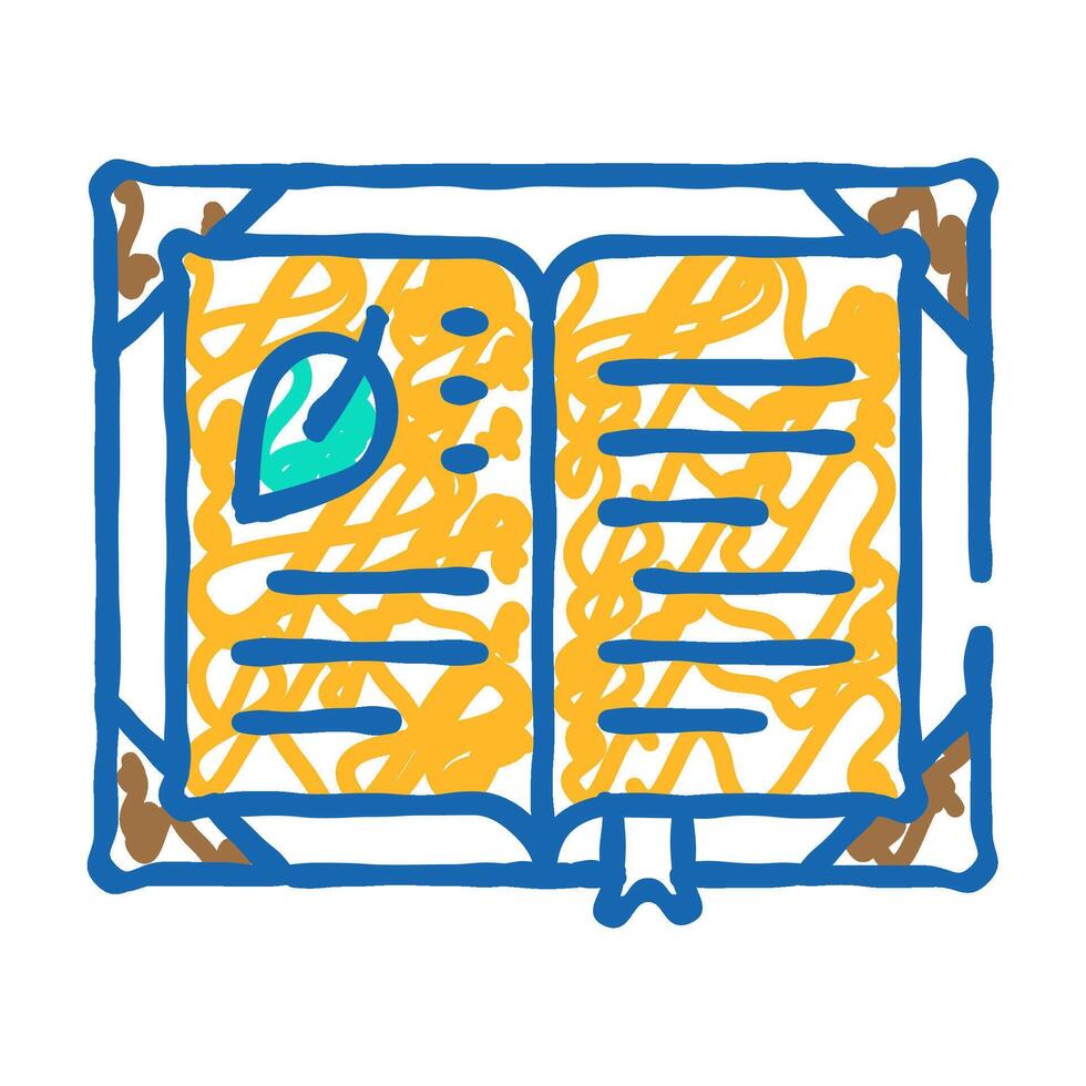book with medical herb icon doodle illustration vector