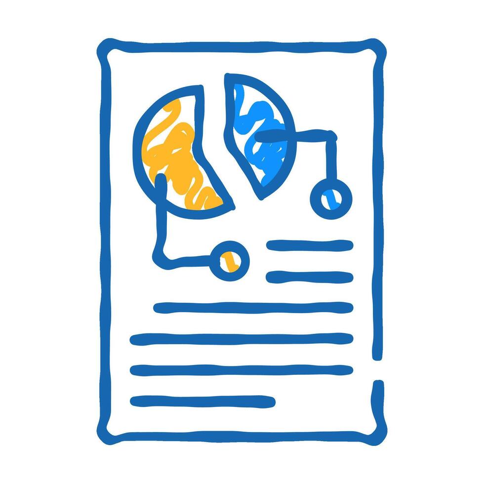 pie chart lesson icon doodle illustration vector