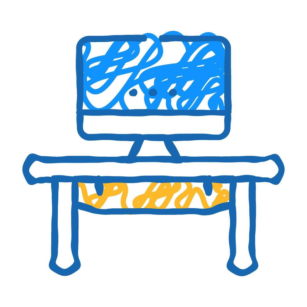 coworking workspace table icon doodle illustration vector