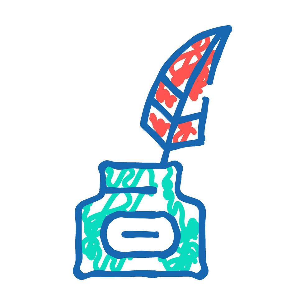 ink with feather icon doodle illustration vector