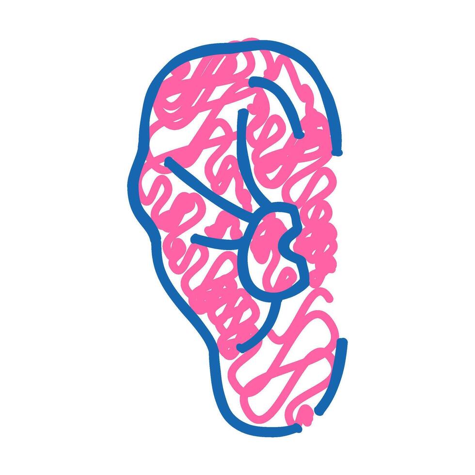 broken wrestler boxer ear icon doodle illustration vector