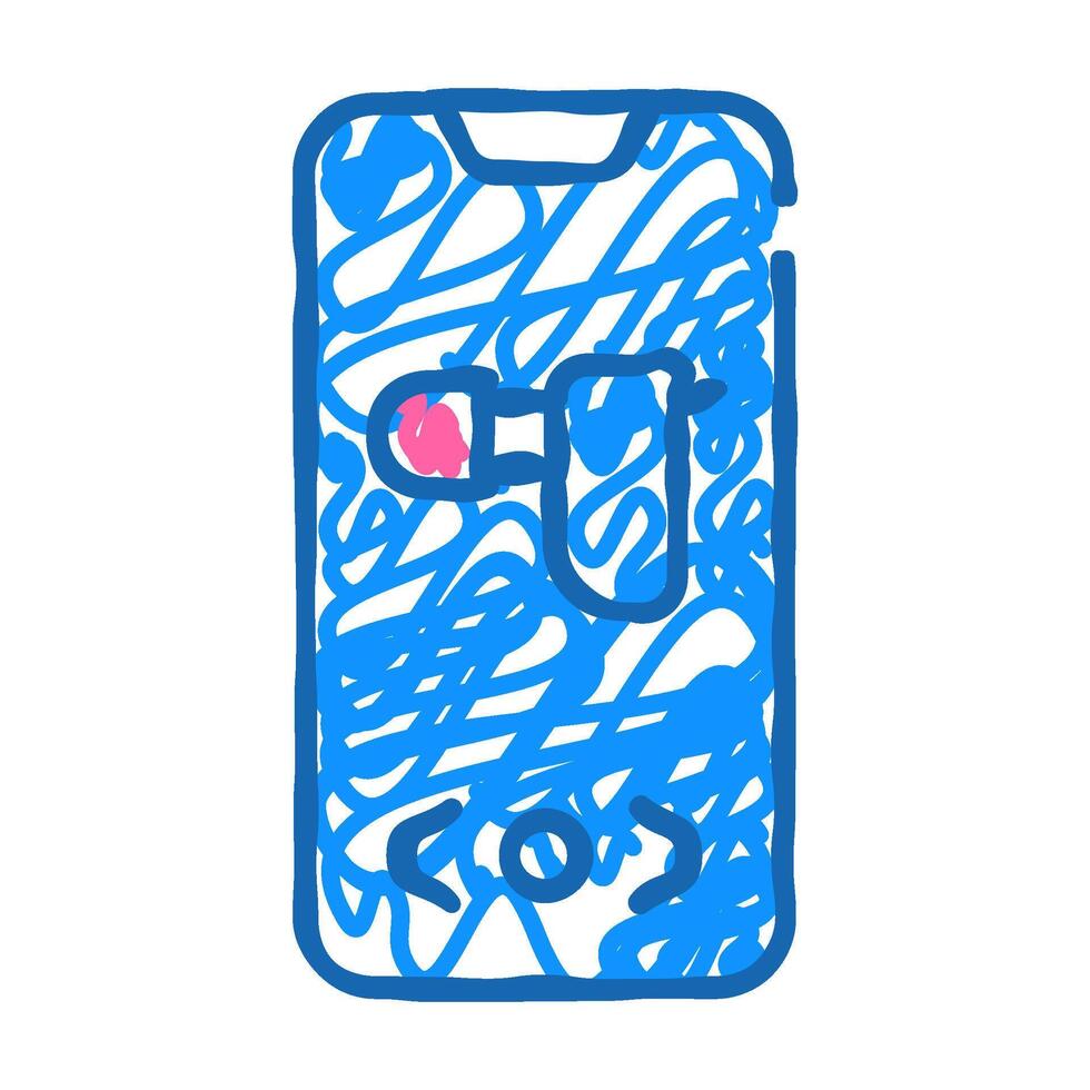 hearing aid device on phone screen icon doodle illustration vector