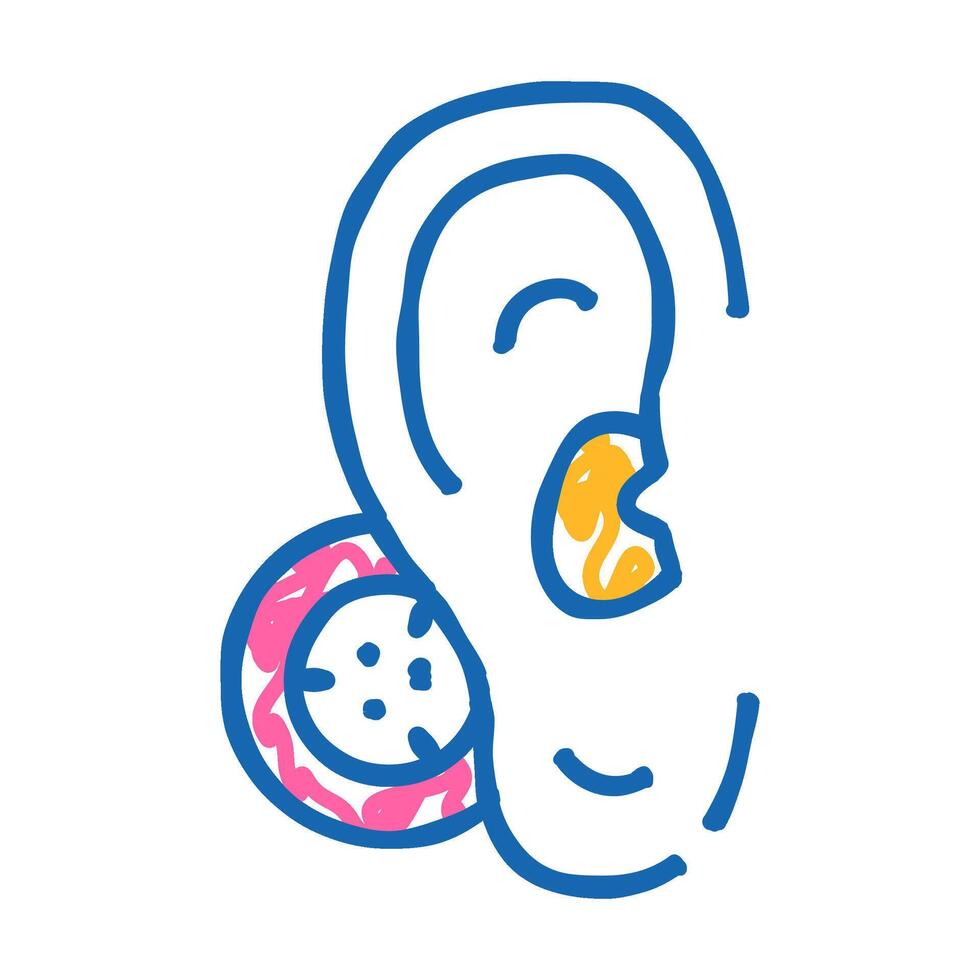 bone conduction hearing aid icon doodle illustration vector
