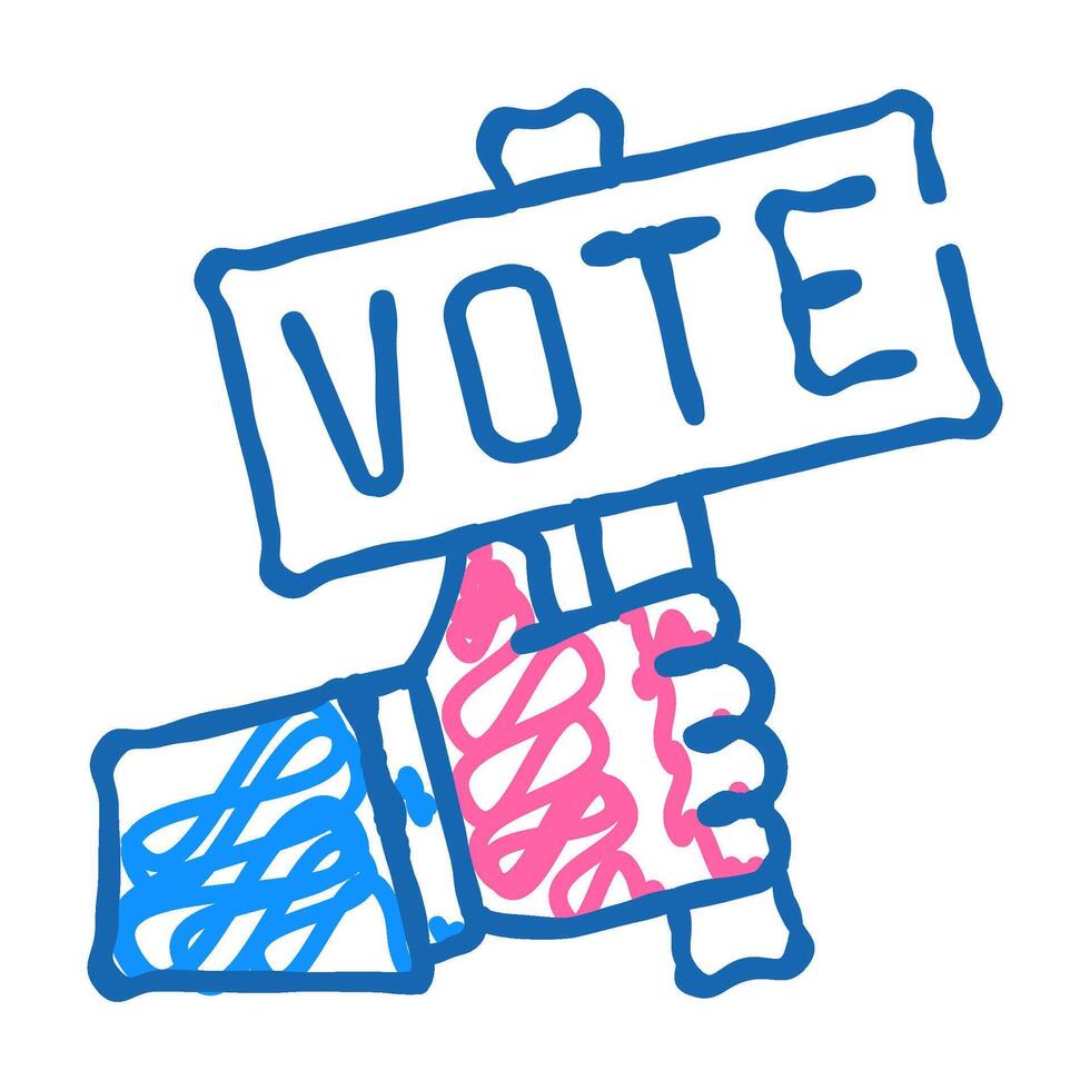 hand holding vote nameplate icon doodle illustration vector