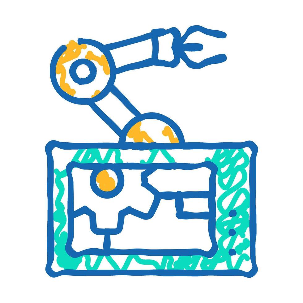robotic arm mechanism icon doodle illustration vector