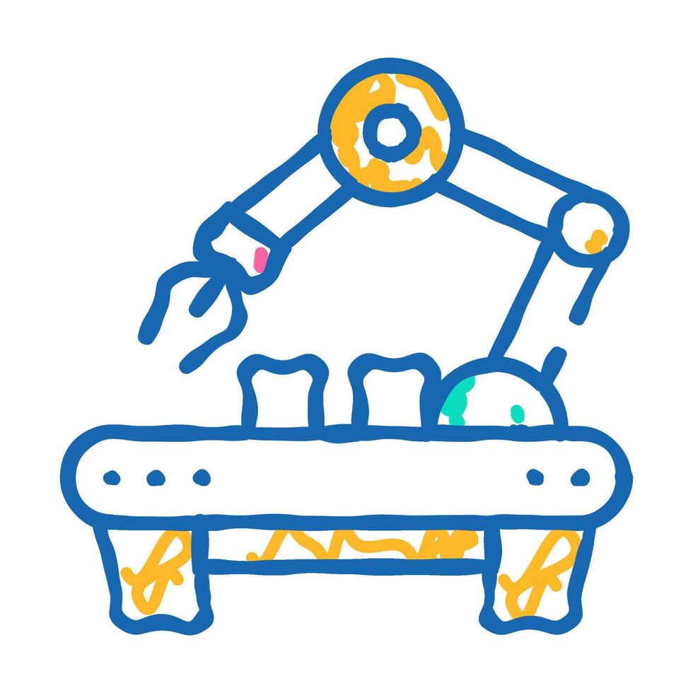 factory robotic arm icon doodle illustration vector