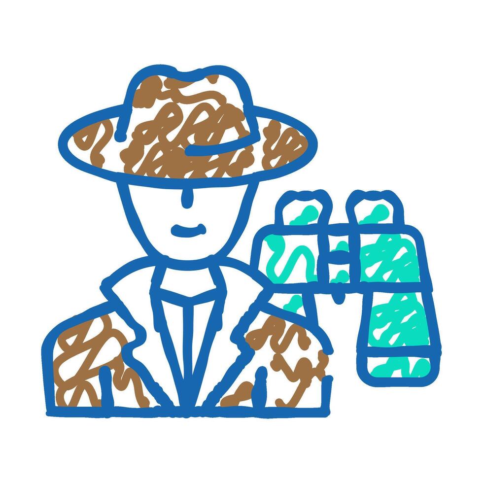 detective worker flat icon doodle illustration vector