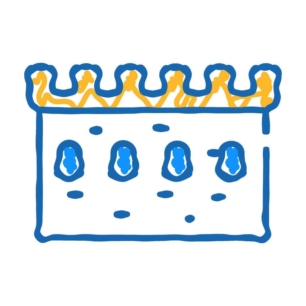 stone wall with windows icon doodle illustration vector