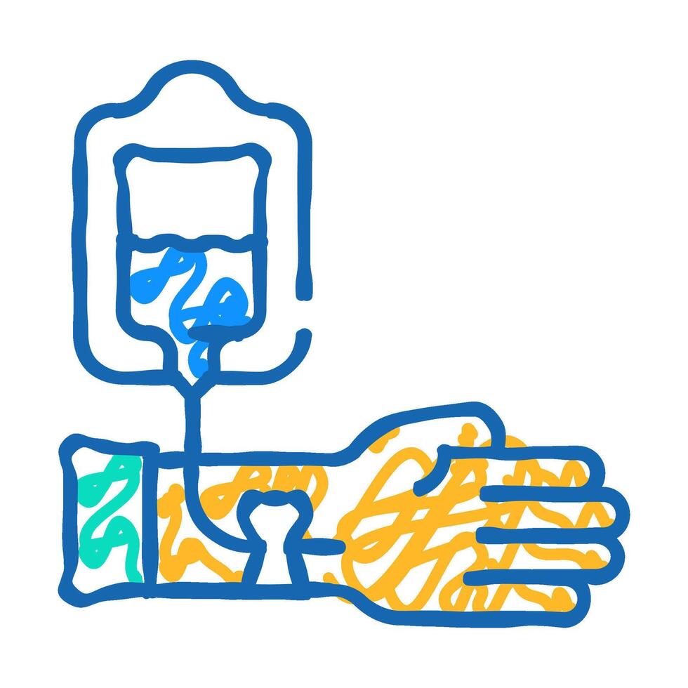 patient hand with dropper icon doodle illustration vector