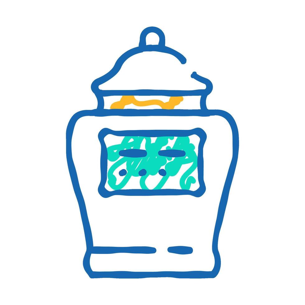 urn with ashes of deceased icon doodle illustration vector