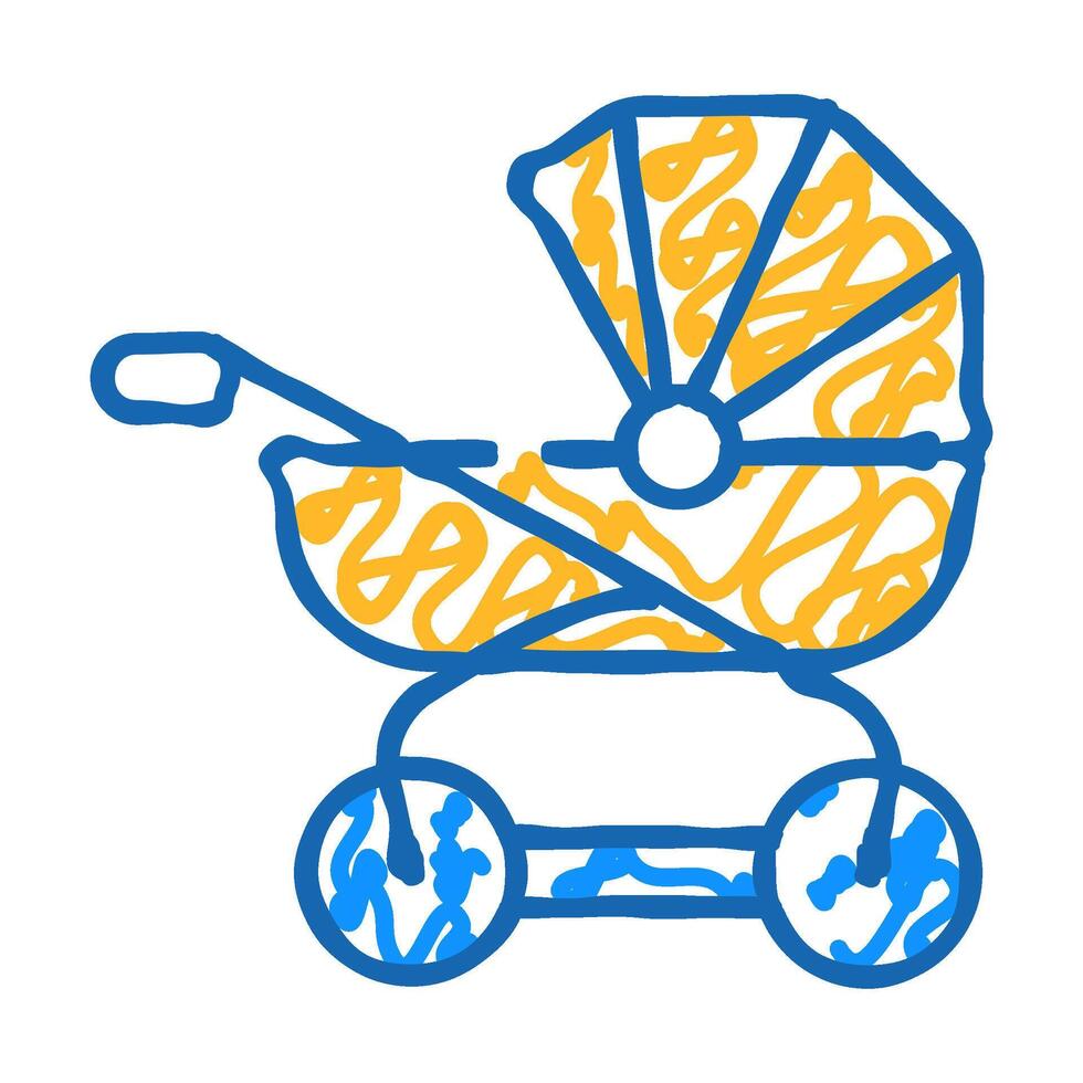 baby stroller icon doodle illustration vector