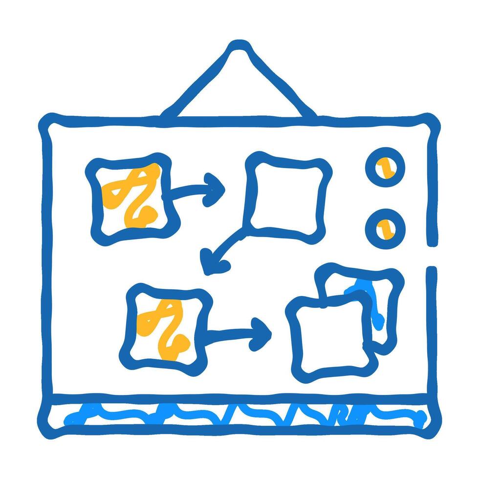 desk with planning and tasks icon doodle illustration vector