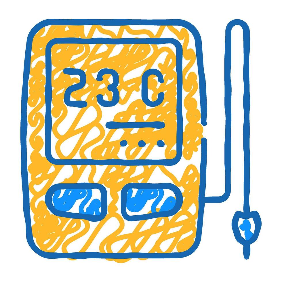 digital thermometer with sensor icon doodle illustration vector