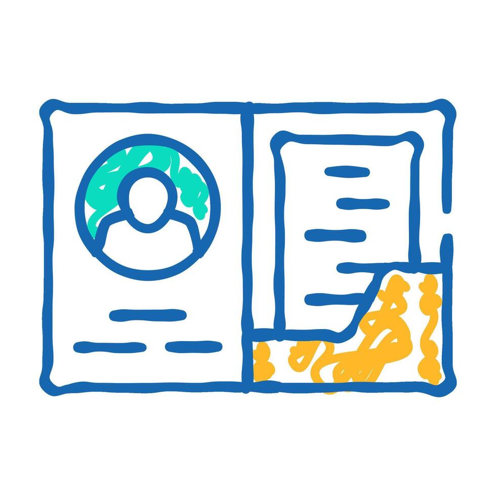 library card icon doodle illustration vector