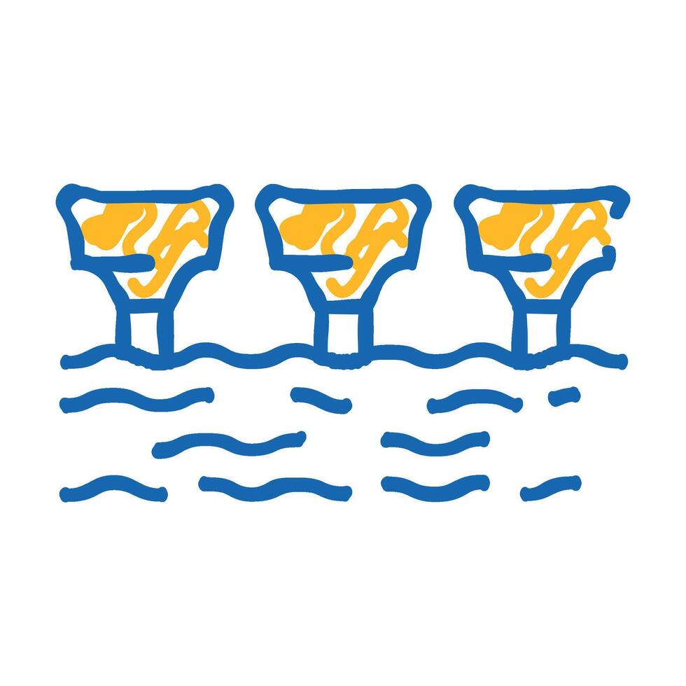 sea electric tidal power plant icon doodle illustration vector