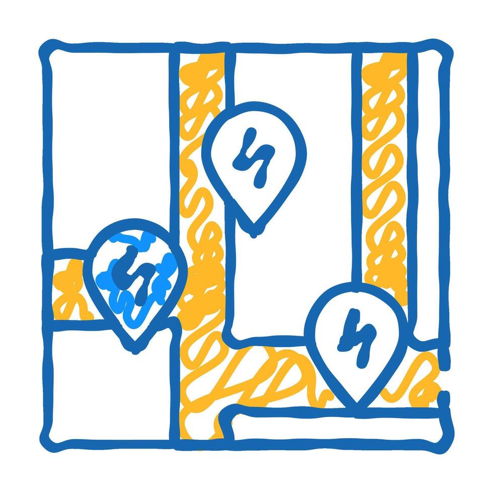 charging stations location on map icon doodle illustration vector