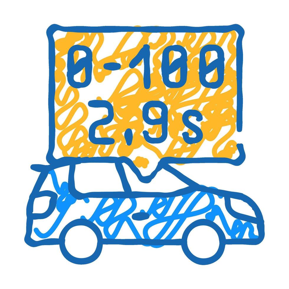 characteristics of electric car icon doodle illustration vector