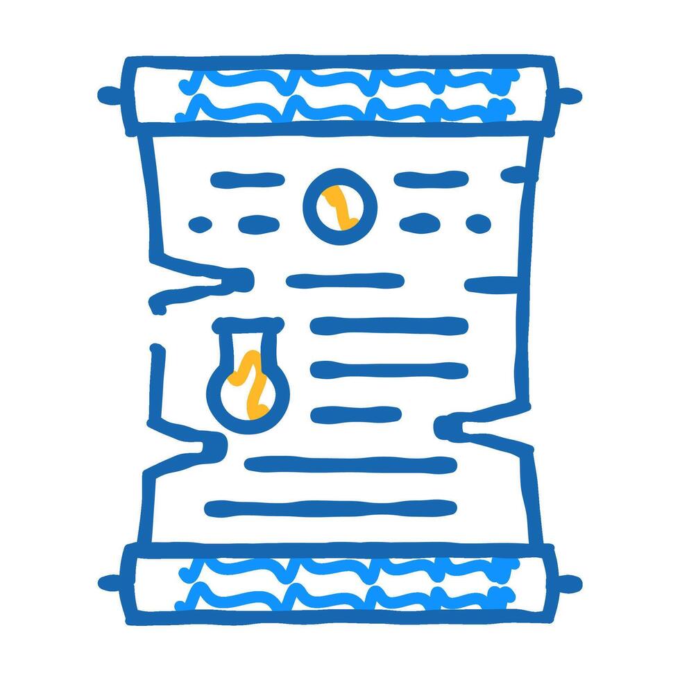 scroll with magic spell icon doodle illustration vector