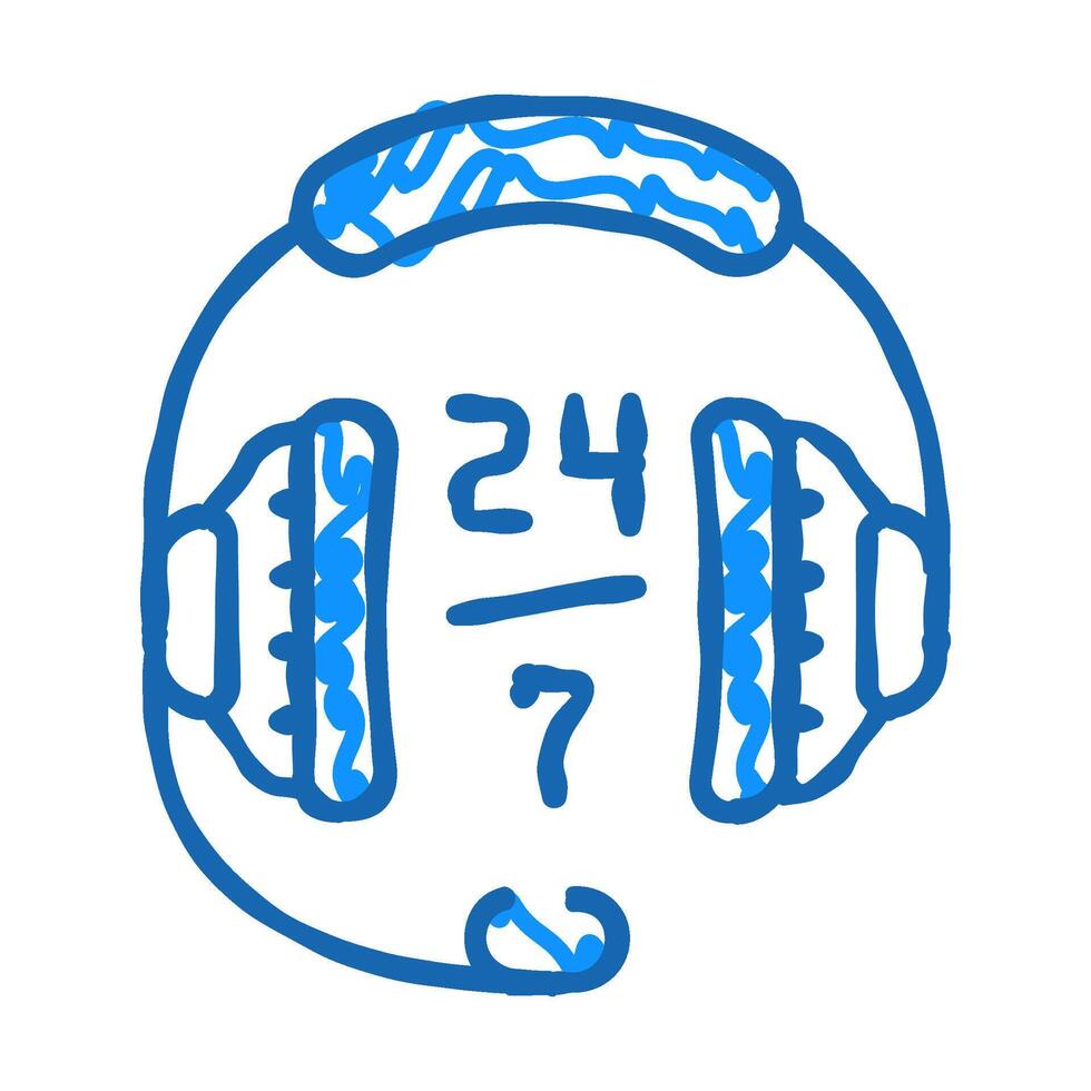 24 7 call center work icon doodle illustration vector