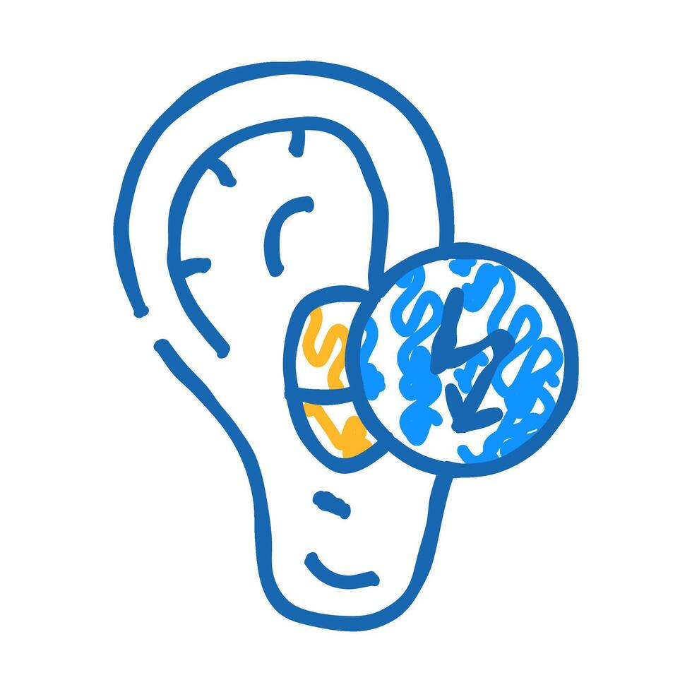 ear cutting ache icon doodle illustration vector