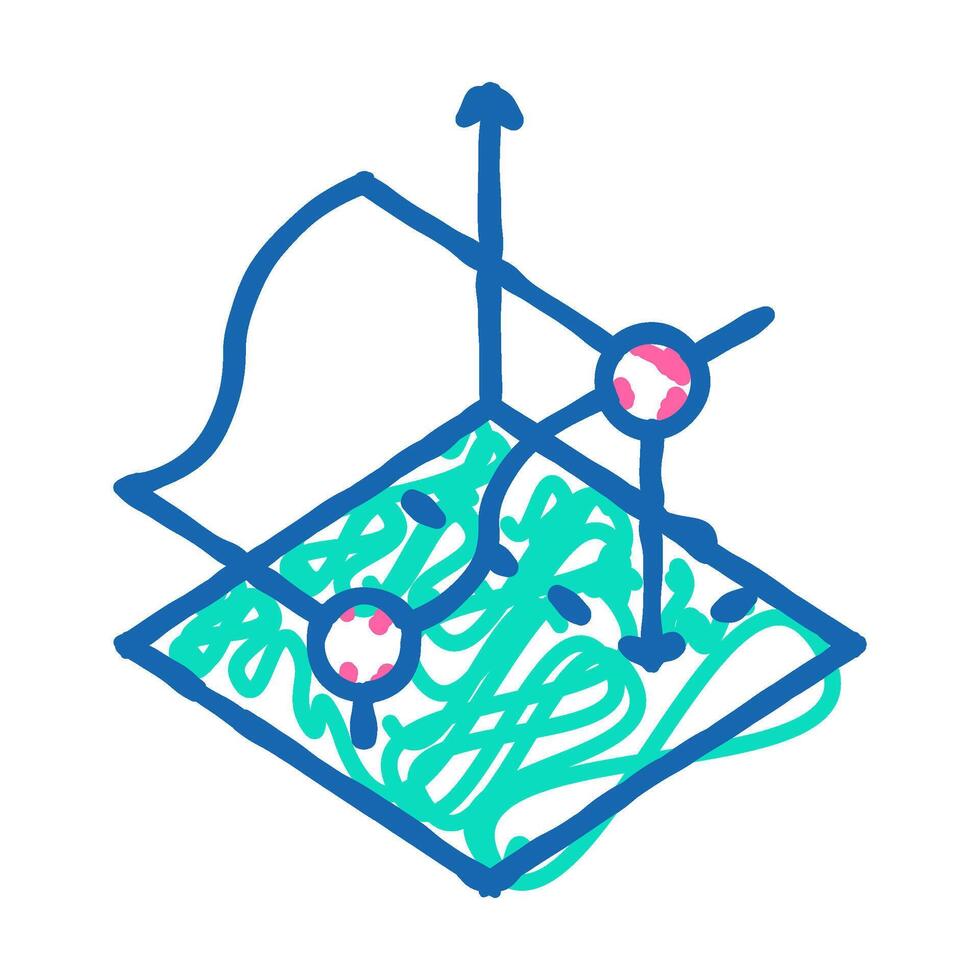 3d tracking flat icon doodle illustration vector