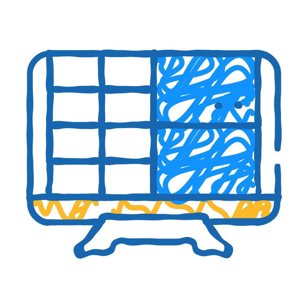 monitor with camera icon doodle illustration vector