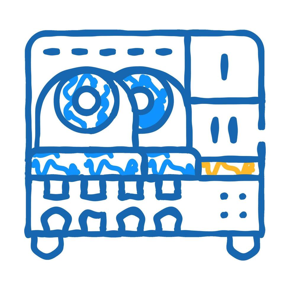 surveillance kit, cwitcher, monitor and camera icon doodle illustration vector