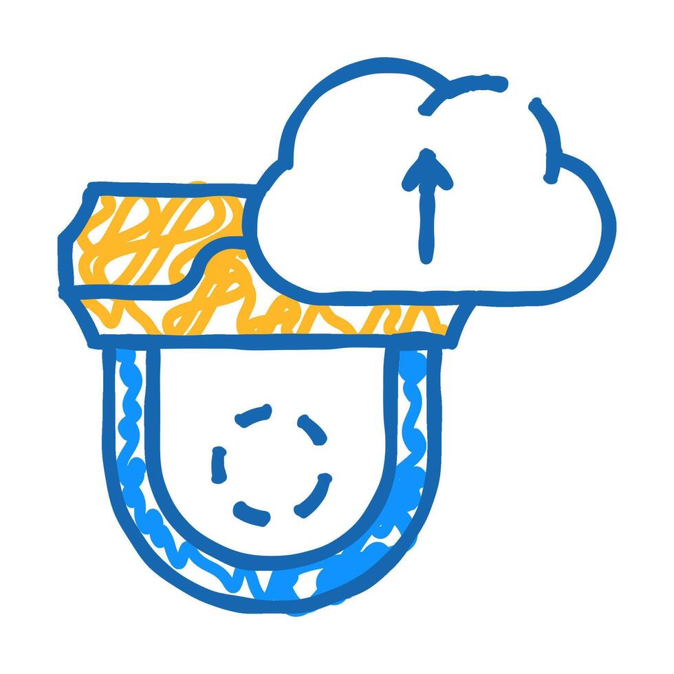 cloud service for camera icon doodle illustration vector