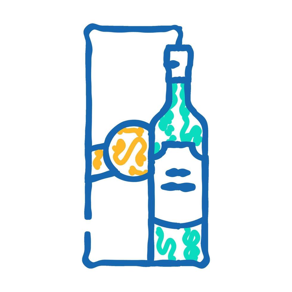 alcoholic drink bottle and package icon doodle illustration vector