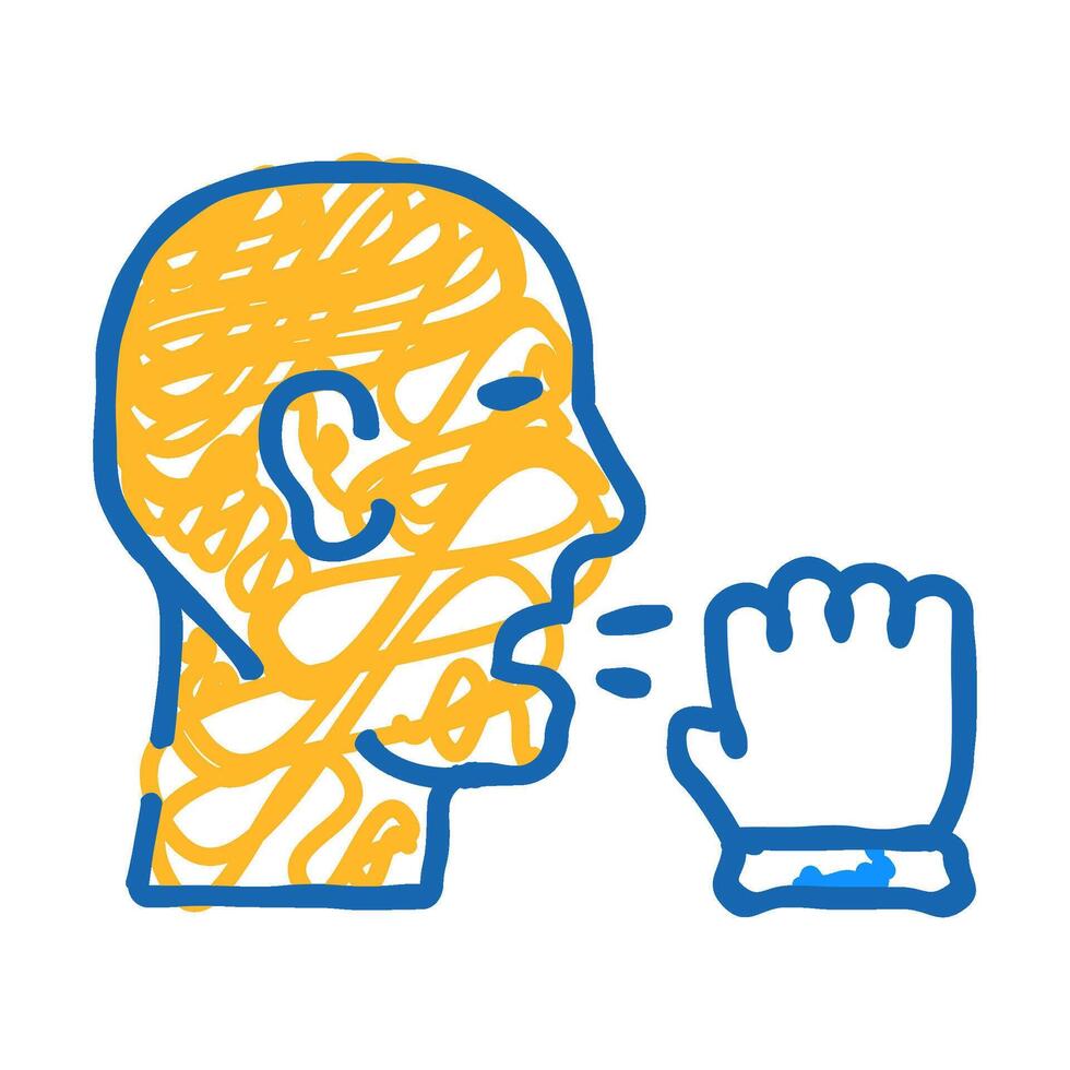 cough flu flat icon doodle illustration vector