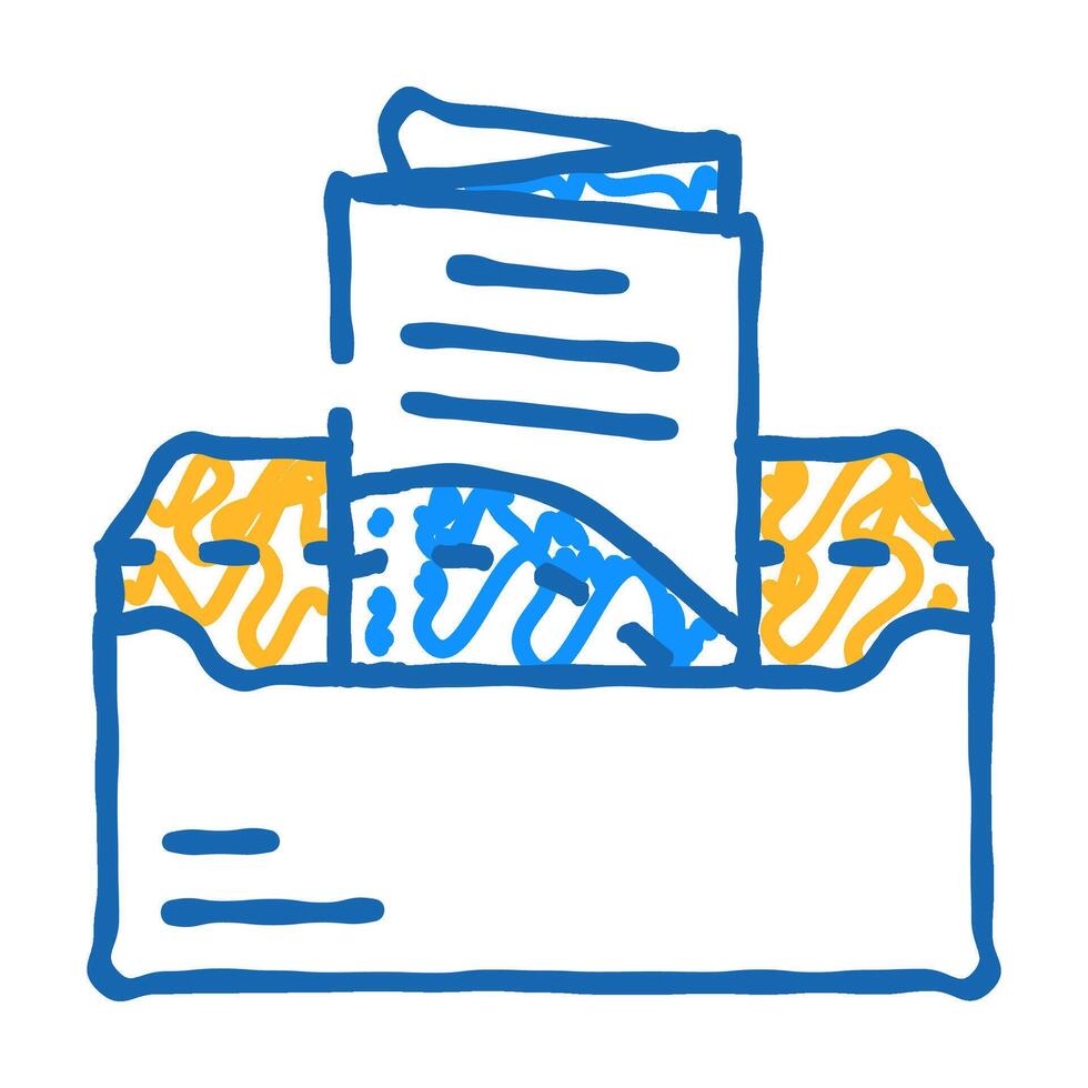 sending booklet in envelope by mail icon doodle illustration vector