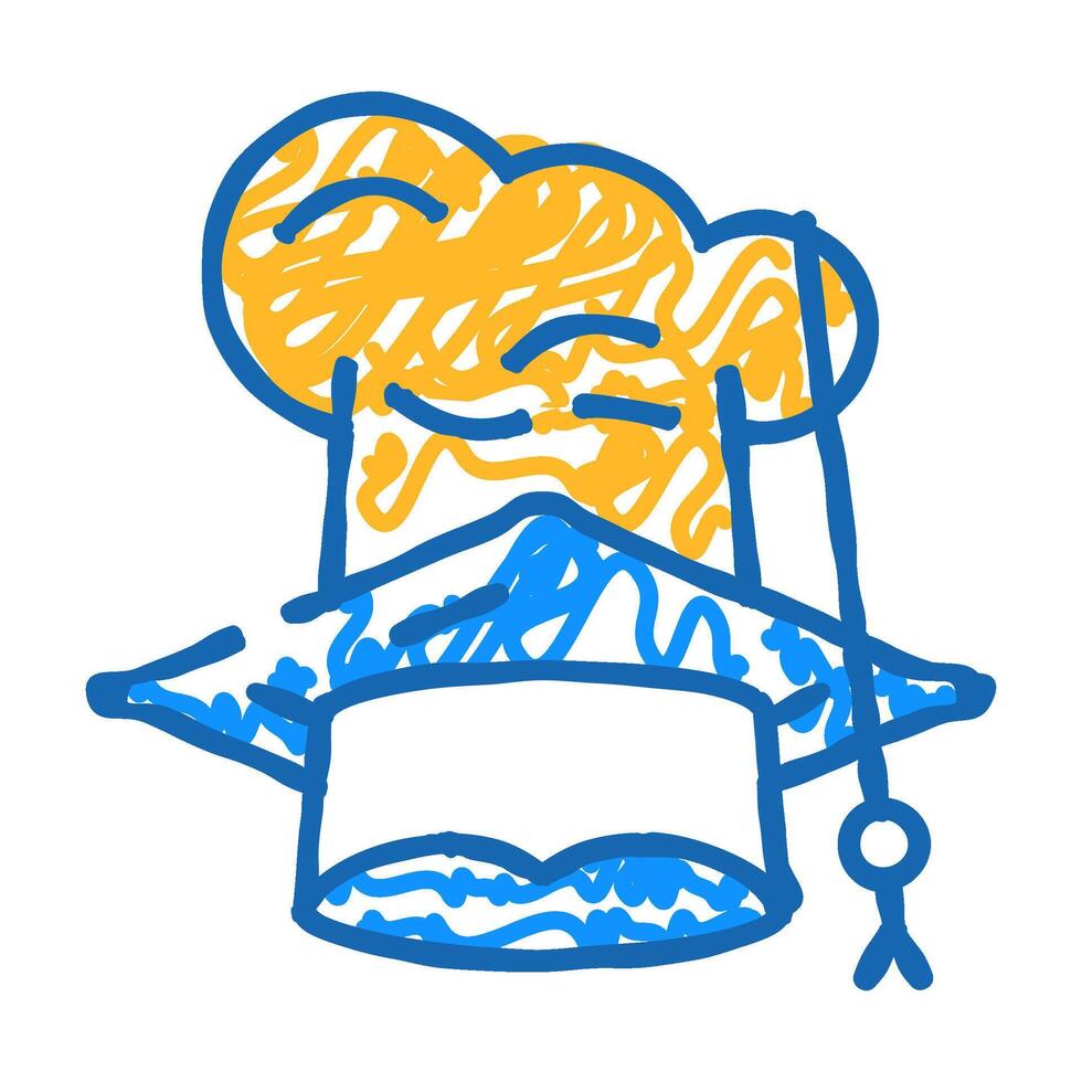 chef and graduate cooking courses hat icon doodle illustration vector