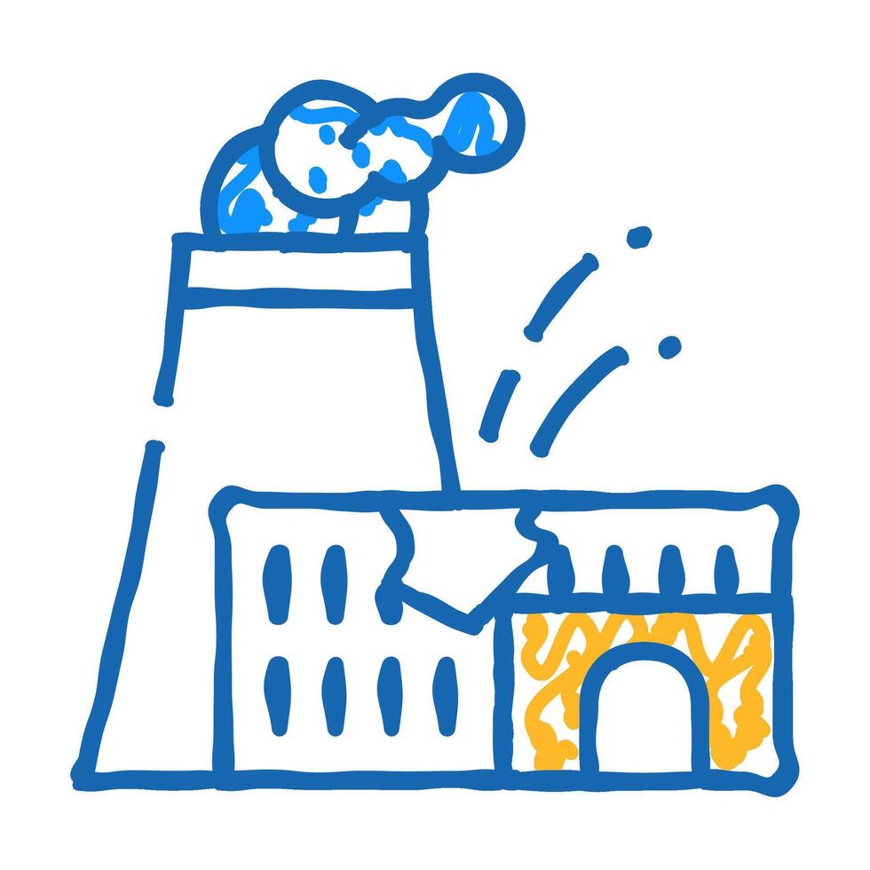 explosion at nuclear power plant disaster icon doodle illustration vector