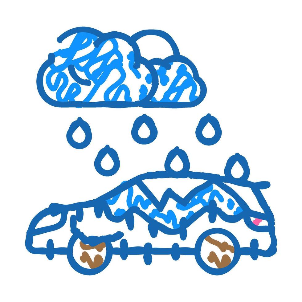 freezing rain disaster icon doodle illustration vector