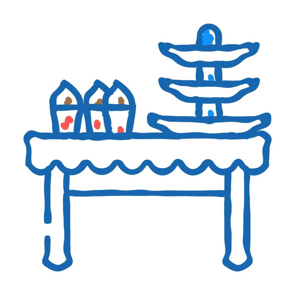 dessert table buffet icon doodle illustration vector