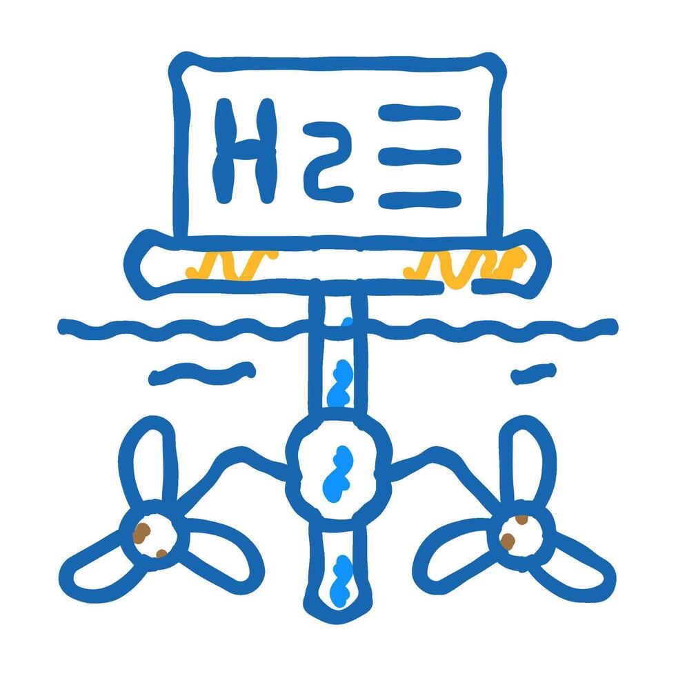 floatage station for hydrogen production icon doodle illustration vector